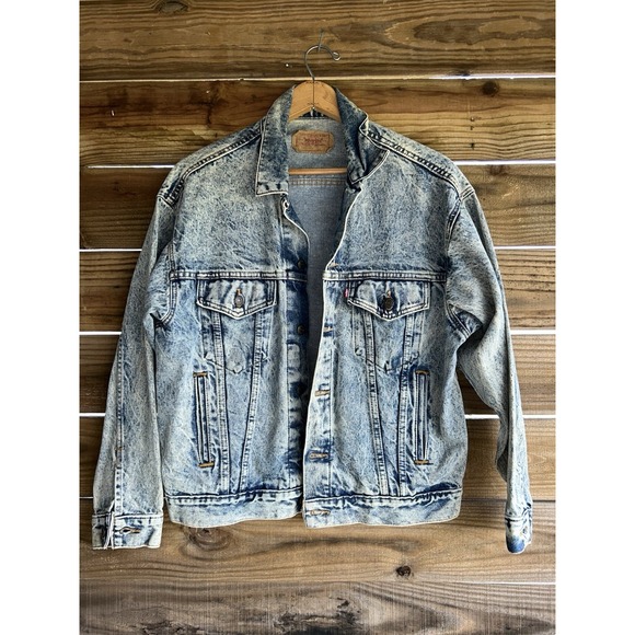VTG 80s Levis MEDIUM 70507-0219 Acid Wash Trucker Denim Jacket Men's Made In USA - Picture 1 of 10